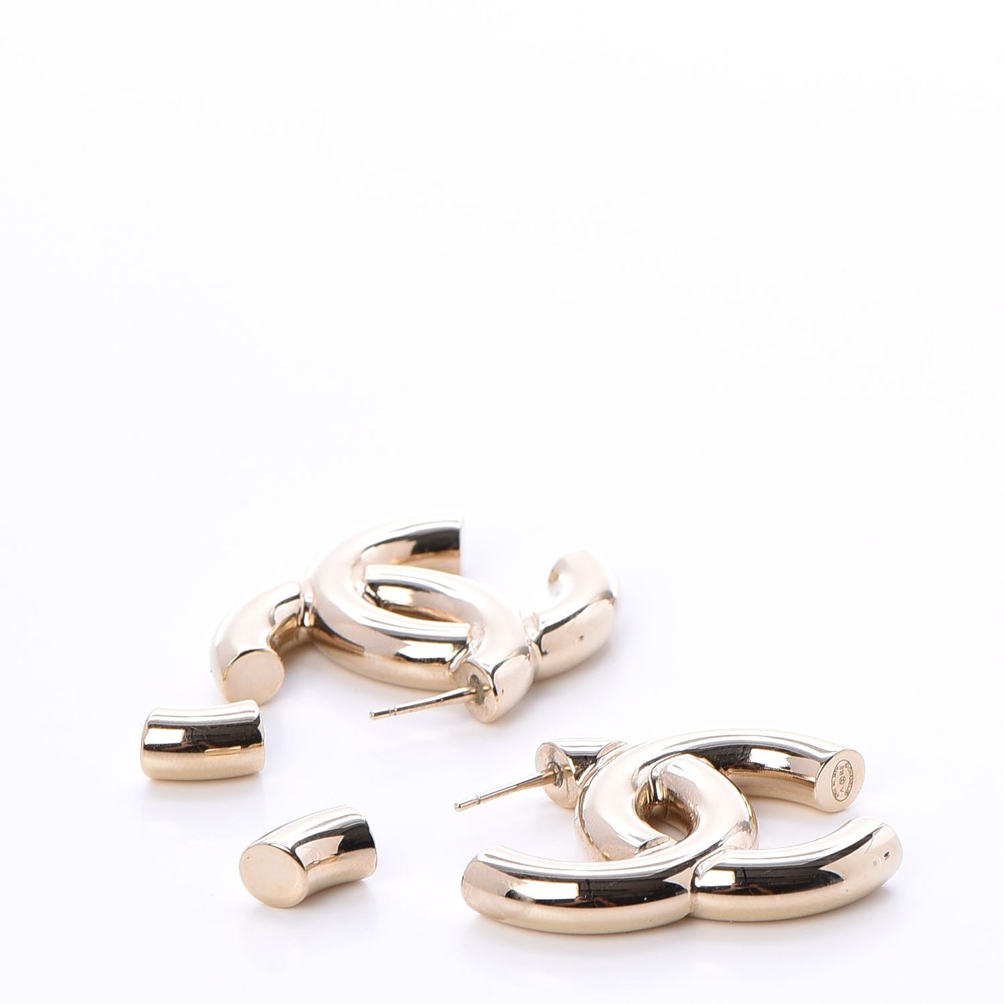 Metal Large CC Earrings Light Gold