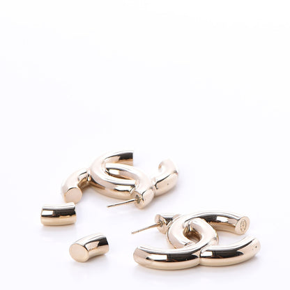 Chanel Metal Large CC Earrings Light Gold 4 of 5