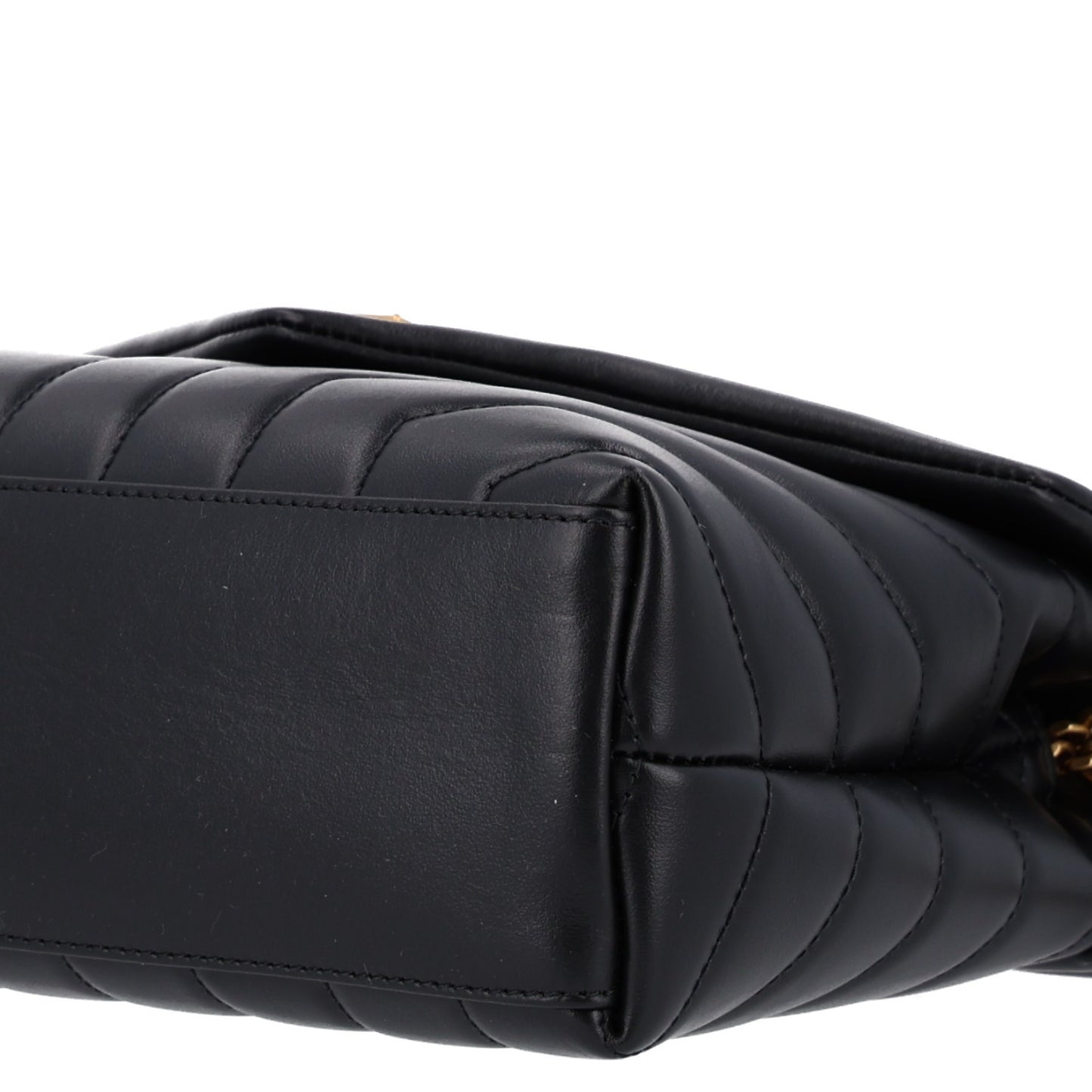 Calfskin Y Quilted Monogram Small Loulou Chain Satchel Black