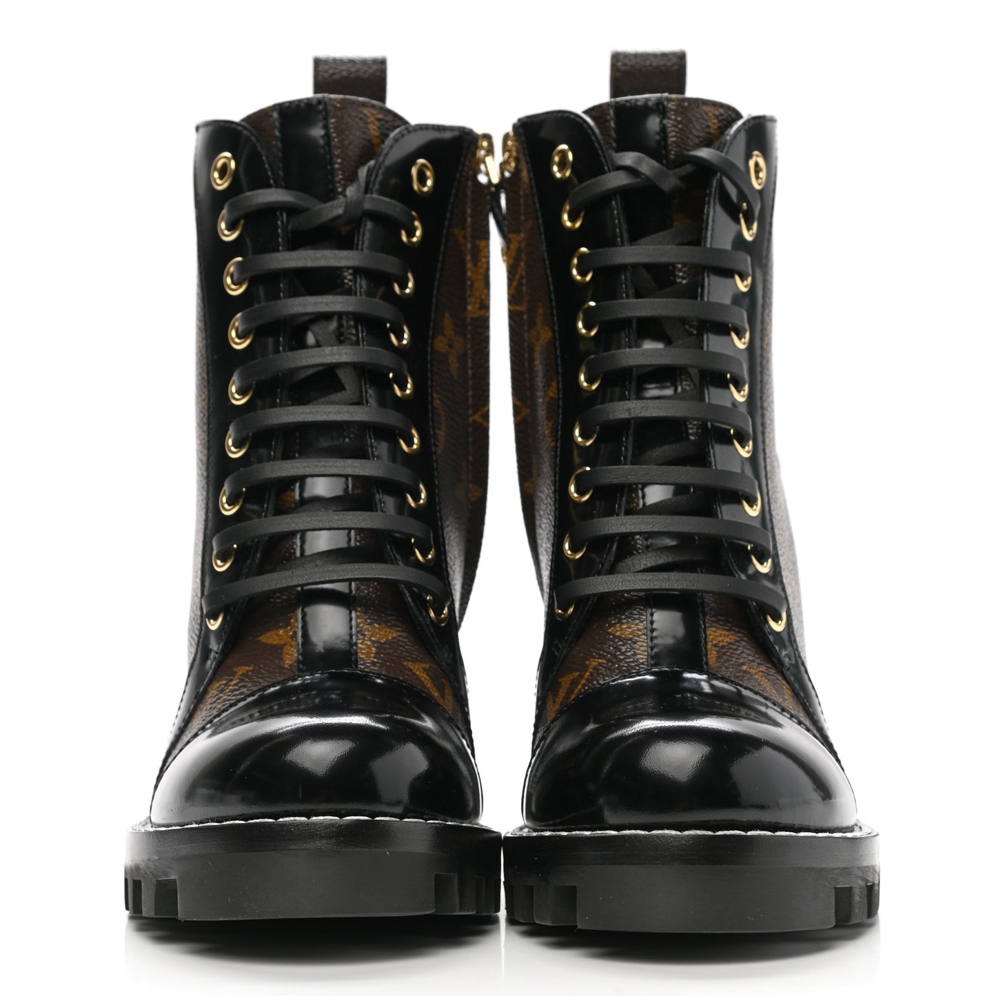 Patent Calfskin Monogram Star Trail Ankle Boots 35.5 Black