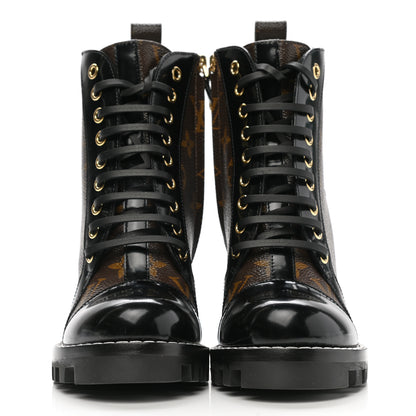 Louis Vuitton Patent Calfskin Monogram Star Trail Ankle Boots 35.5 Black 2 of 9