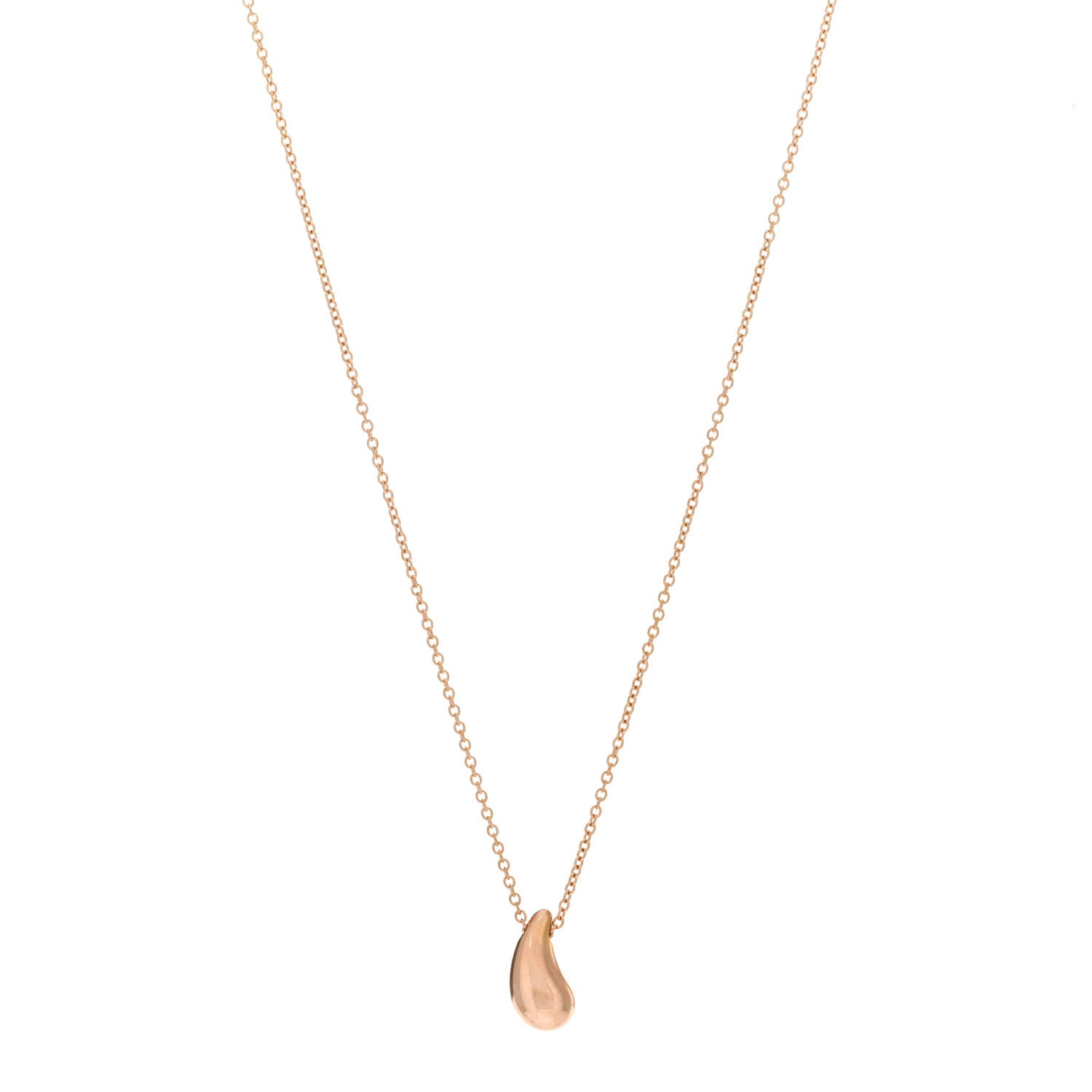 Tiffany 18K Rose Gold 12mm Elsa Peretti Teardrop Pendant Necklace 1 of 3