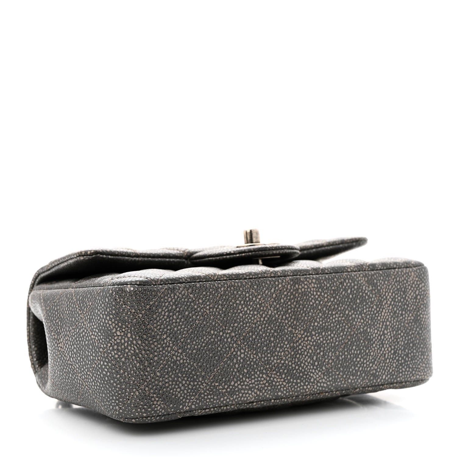 Chanel Metallic Caviar Quilted Mini Rectangular Flap Dark Silver 4 of 10