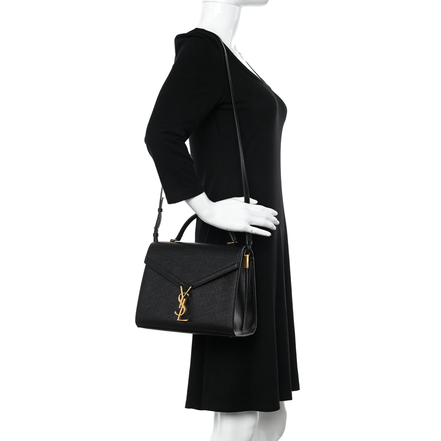 Saint Laurent Grain de Poudre Medium Classic Monogram Cassandra Top Handle Black Rouge Legion 2 of 10