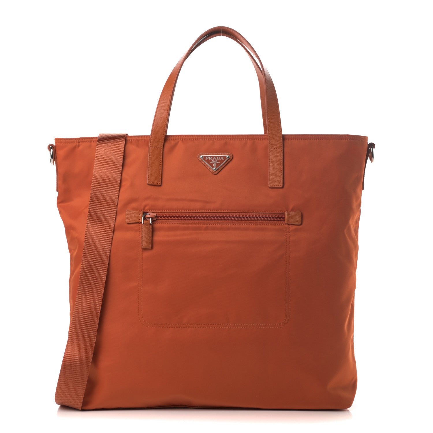 Prada Tessuto Nylon Saffiano Shoulder Bag Papaya 1 of 11