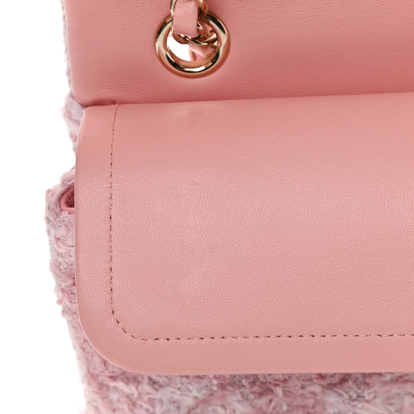 Tweed Medium Double Flap Light Pink White