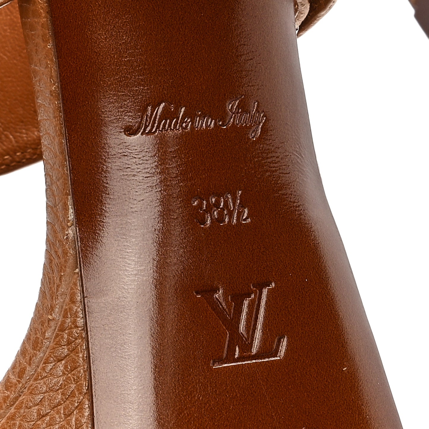 Grained Calfskin Horizon Platform Sandals 38.5 Cognac