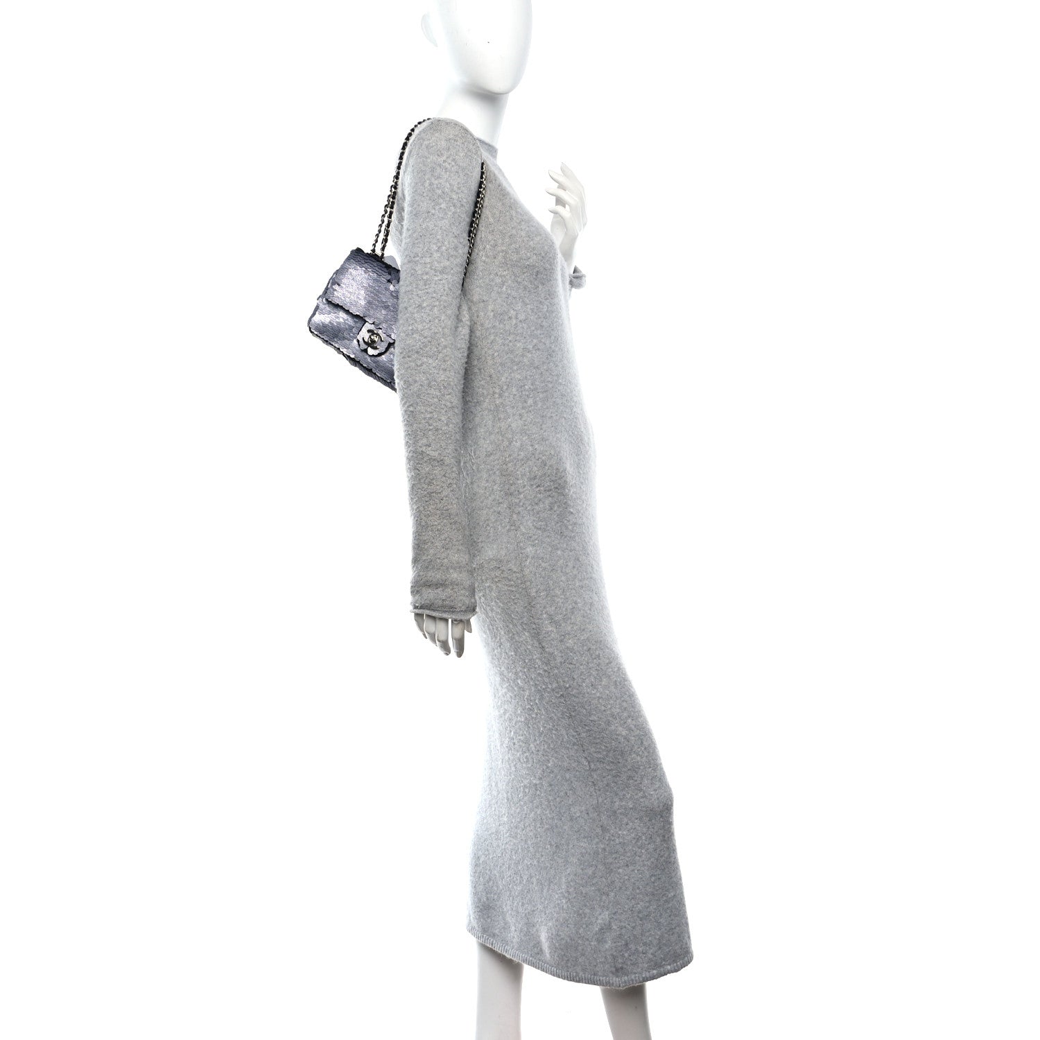 Chanel Sequin Small Single Flap Silver 2 of 10