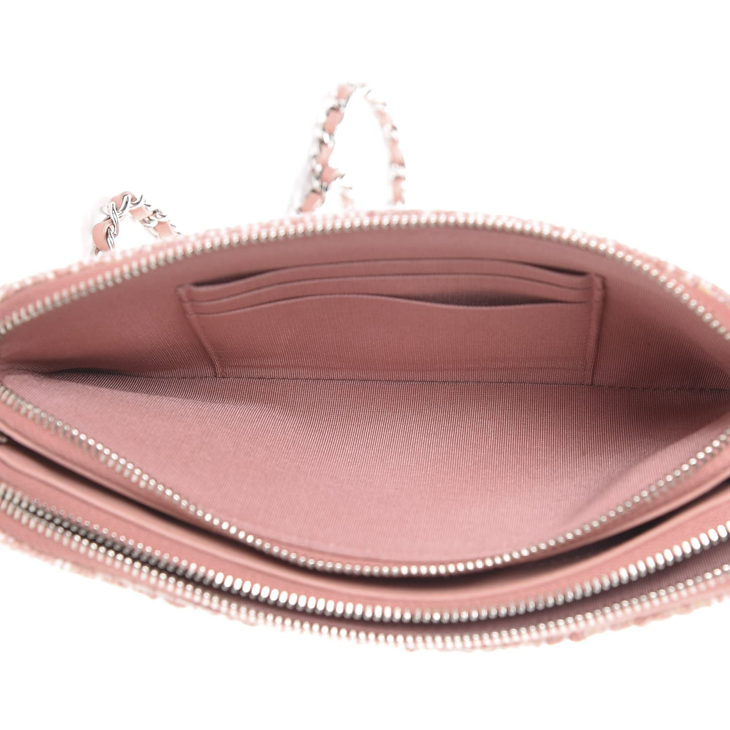 Canvas Small Deauville Clutch With Chain Pink