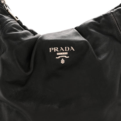 Prada Soft Calf Pleated Hobo Black 9 of 15