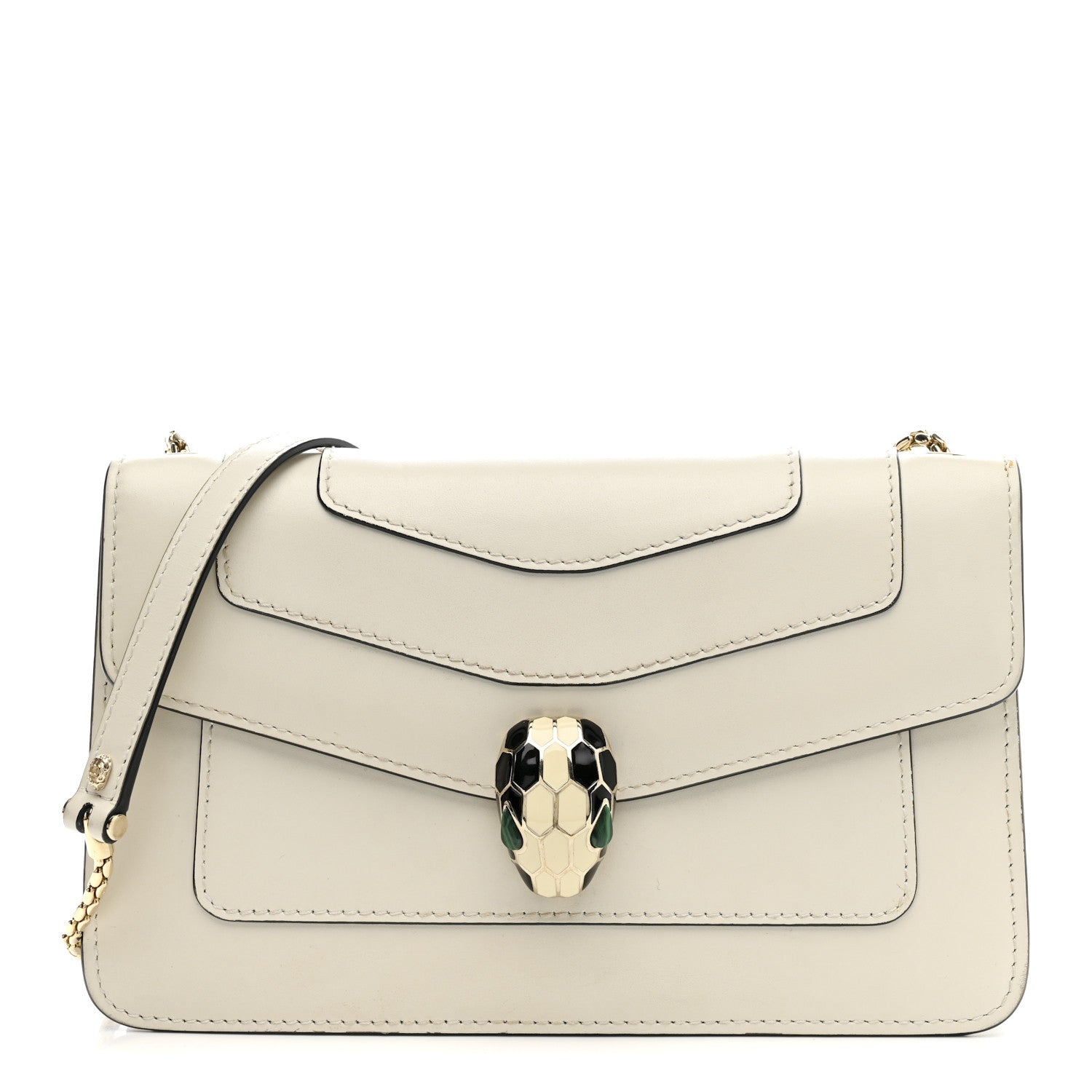 Bulgari Calfskin Serpenti Forever Crossbody Bag White Agate 1 of 15