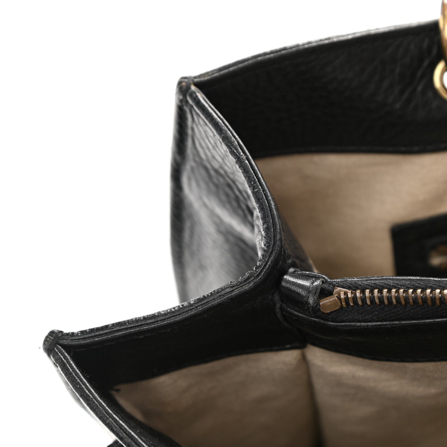 Calfskin Bamboo Handle Tote Black