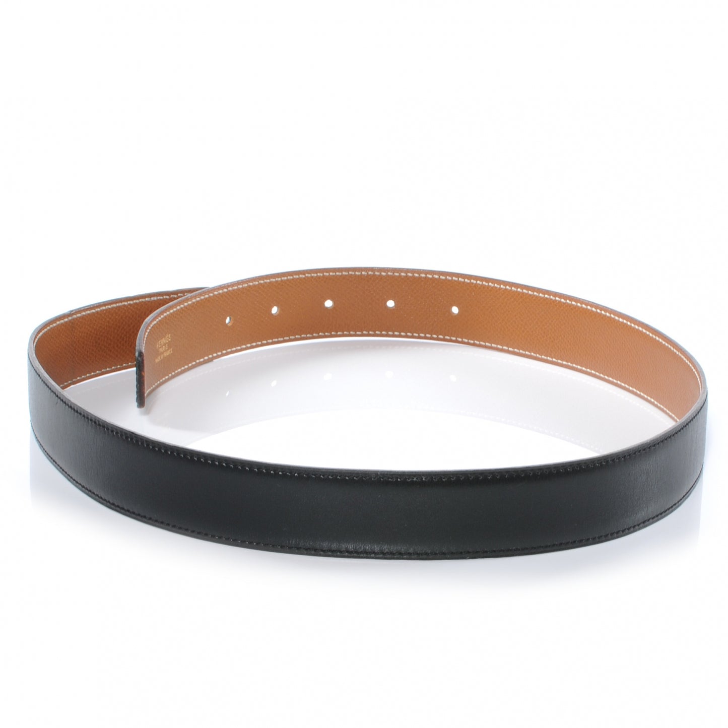 Box Courchevel Reversible Belt Strap Noir Gold 80