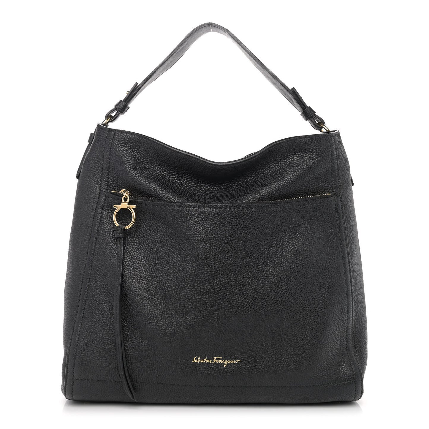 Grained Calfskin Ally Hobo Black