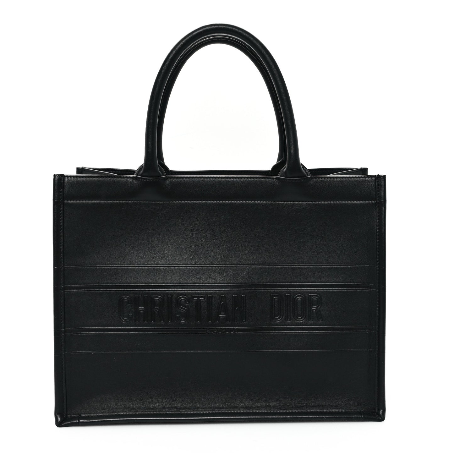 Calfskin Embossed Medium Book Tote Black