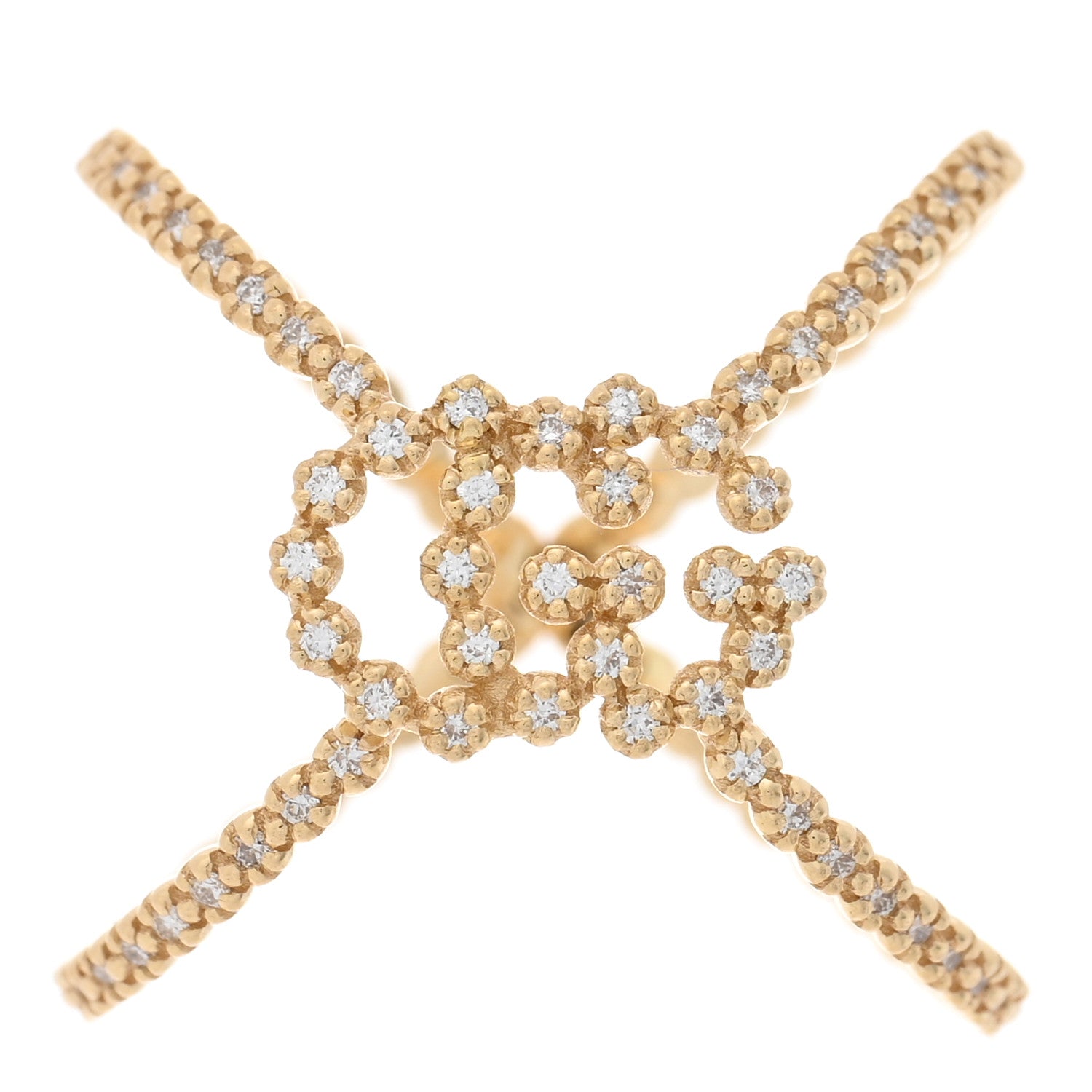 Gucci 18K Yellow Gold Diamond Running G Cross Pave Ring 52 6 1 of 5