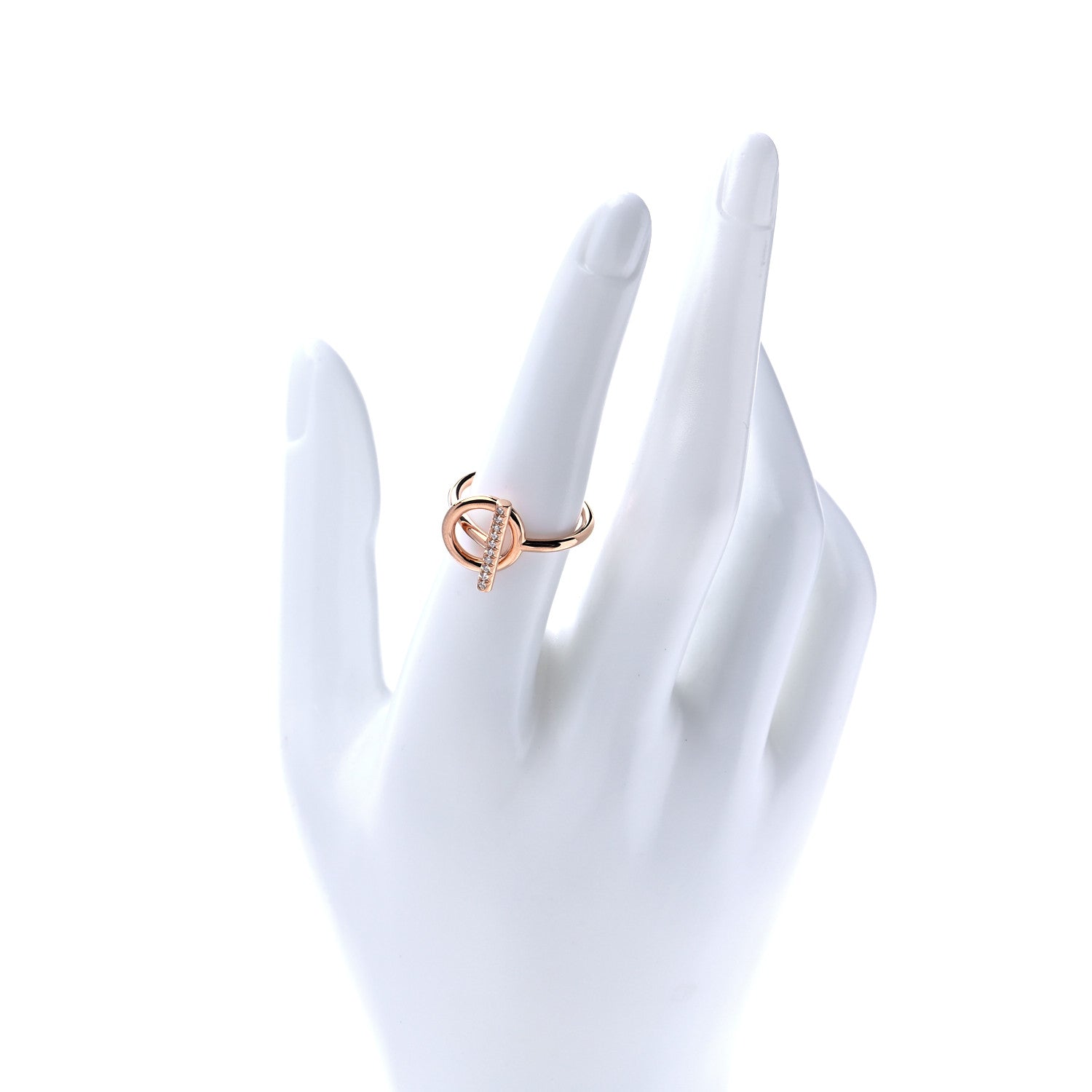 Hermes 18K Rose Gold Diamond PM Echappee Ring 54 6.75 2 of 8