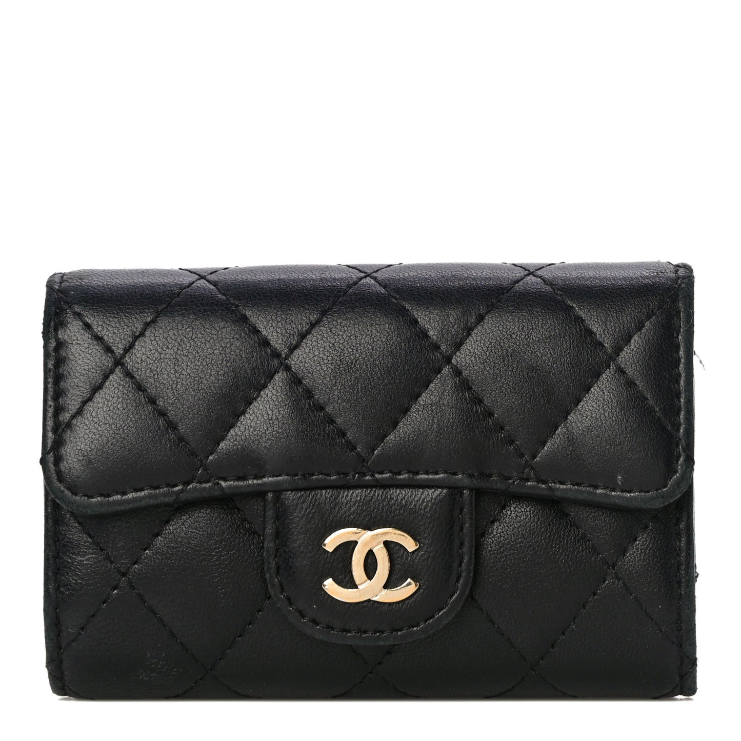Lambskin Quilted 4 Key Holder Black