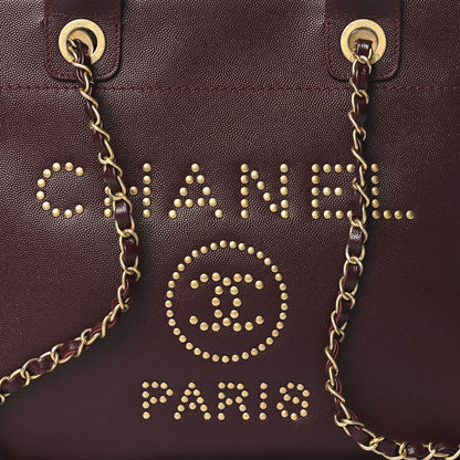 Chanel Caviar Small Studded Deauville Tote Burgundy 8 of 10