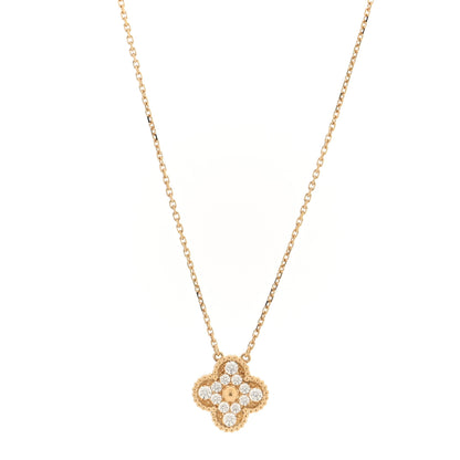 Van Cleef & Arpels 18K Yellow Gold Diamond Vintage Alhambra Pendant Necklace 1 of 4