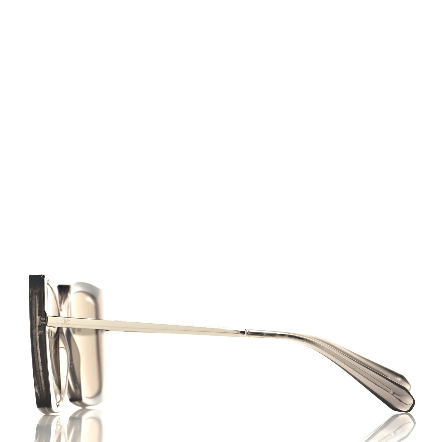 18K White Gold Mirror Square Sunglasses 6051 Gray