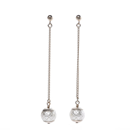 Chanel Metal Pearl Quilted CC Drop Earrings Gold 1 of 4