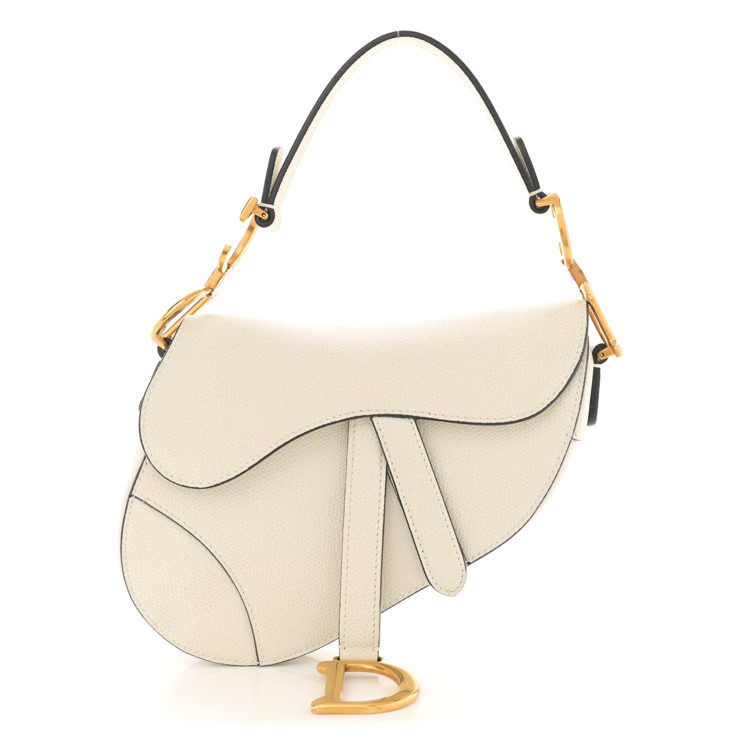 Christian Dior Grained Calfskin Mini Saddle Bag White 1 of 10