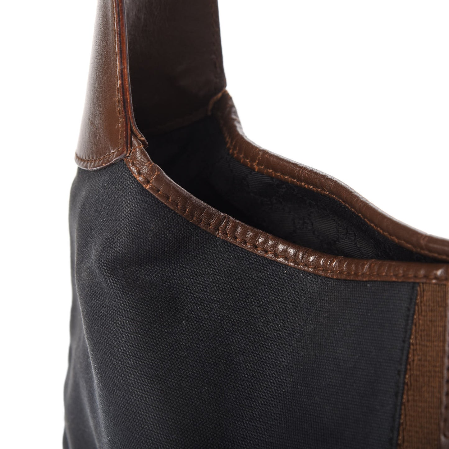 Canvas Calfskin Jackie O Hobo Navy Brown