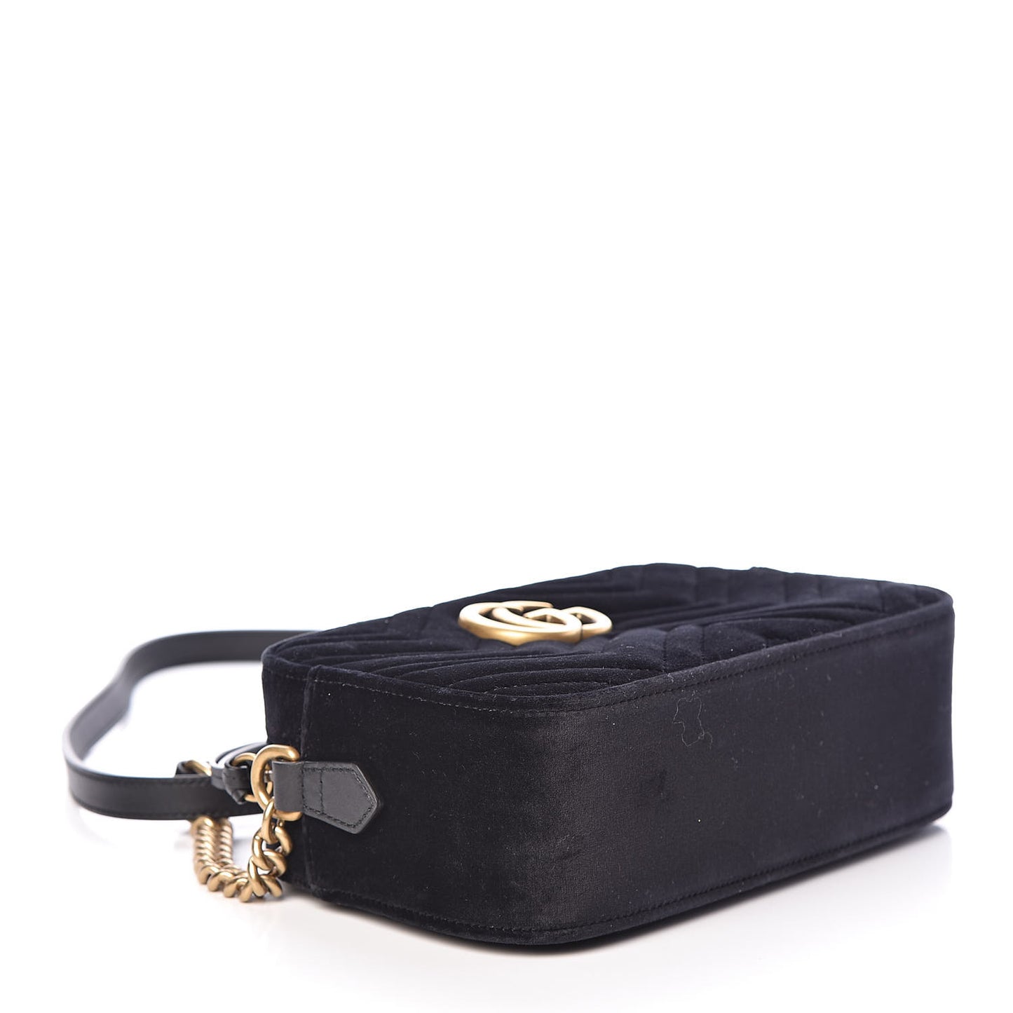 Velvet Matelasse Small GG Marmont Chain Shoulder Bag Black