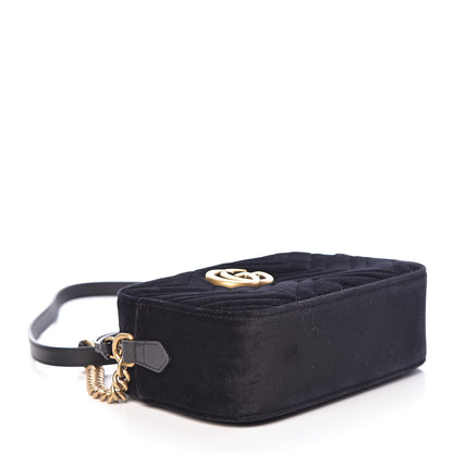 Gucci Velvet Matelasse Small GG Marmont Chain Shoulder Bag Black 4 of 10