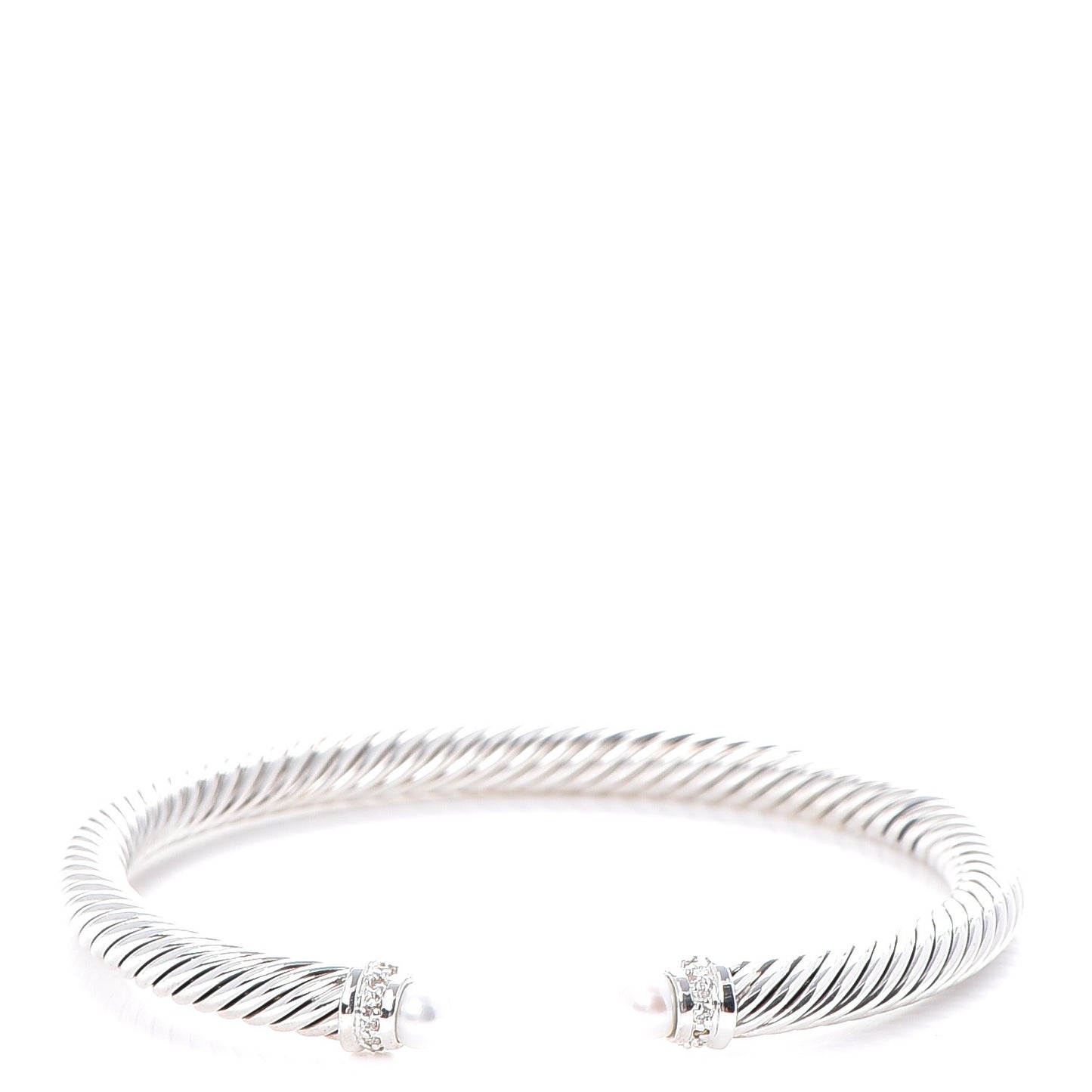 Sterling Silver Diamond Pearl 5mm Cable Classics Bracelet