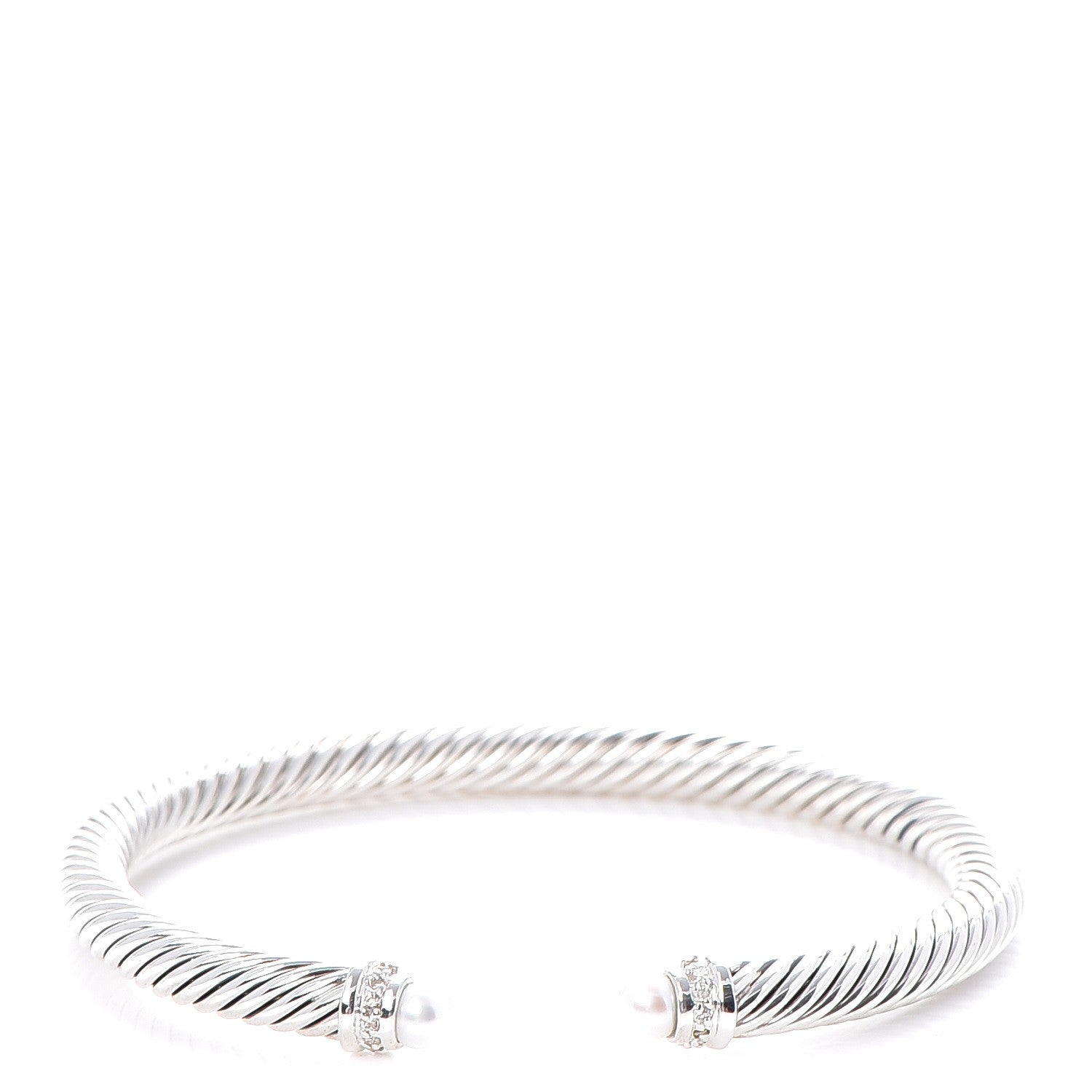 David Yurman Sterling Silver Diamond Pearl 5mm Cable Classics Bracelet 1 of 5