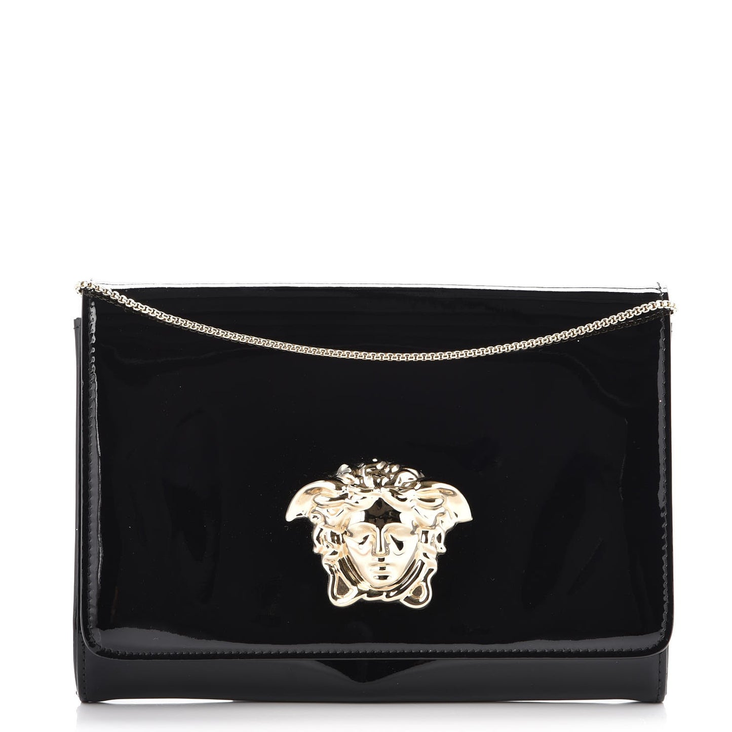 Patent Palazzo Medusa Chain Evening Bag Black