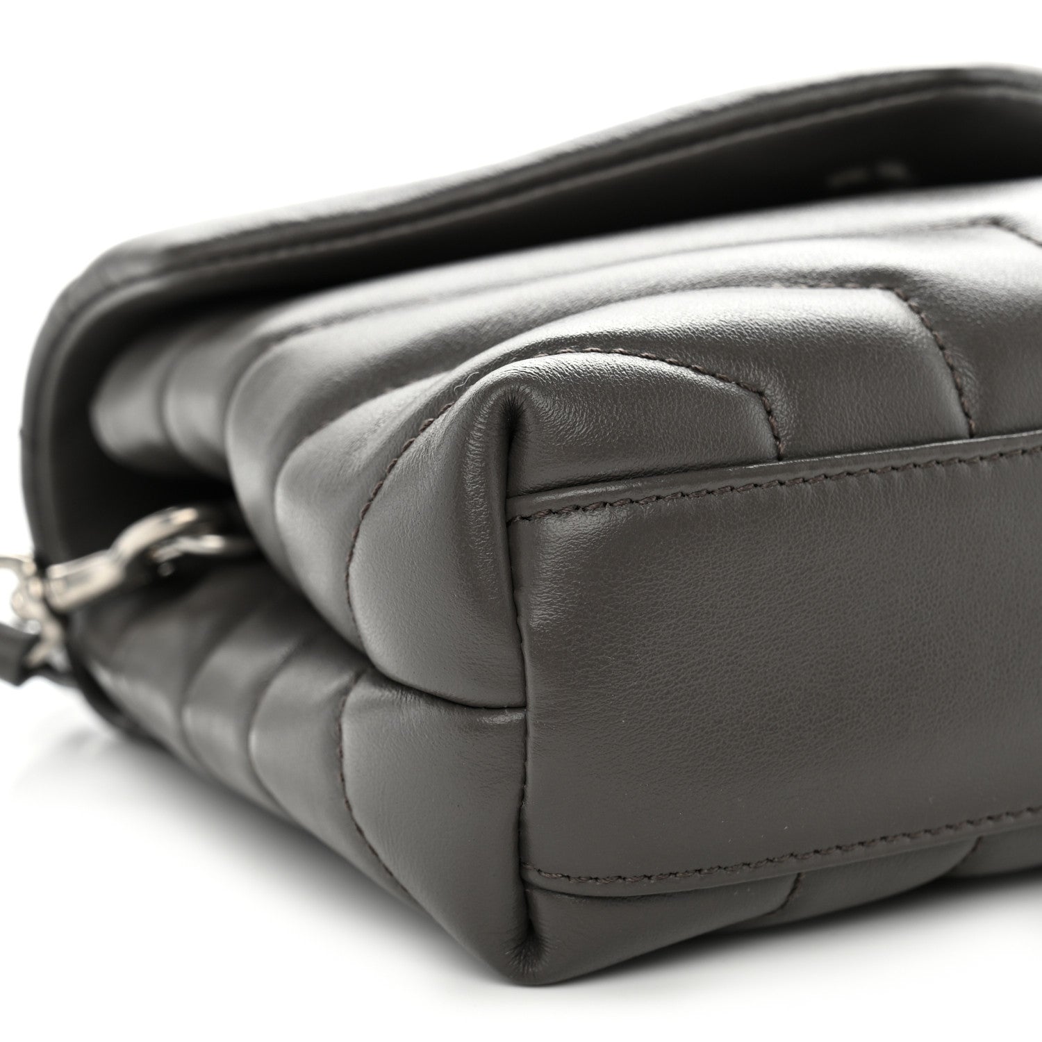 Saint Laurent Calfskin Y Quilted Monogram Toy Loulou Crossbody Bag Grey Kaki 9 of 10