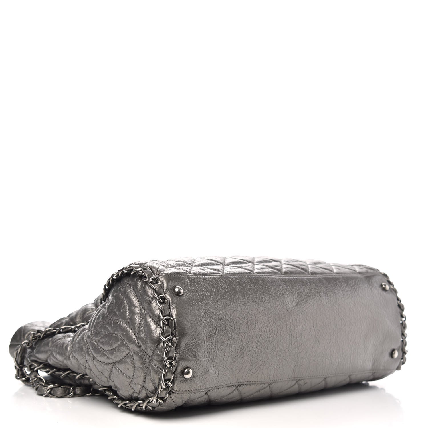 Chanel Metallic Calfskin Quilted Large Chain Me Hobo Silver 4 of 12