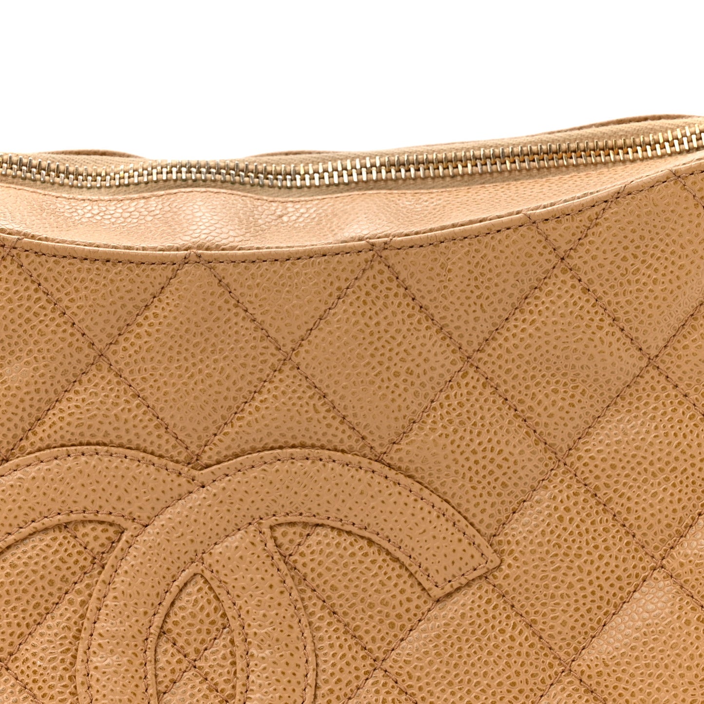 Caviar Quilted Timeless CC Shoulder Bag Beige