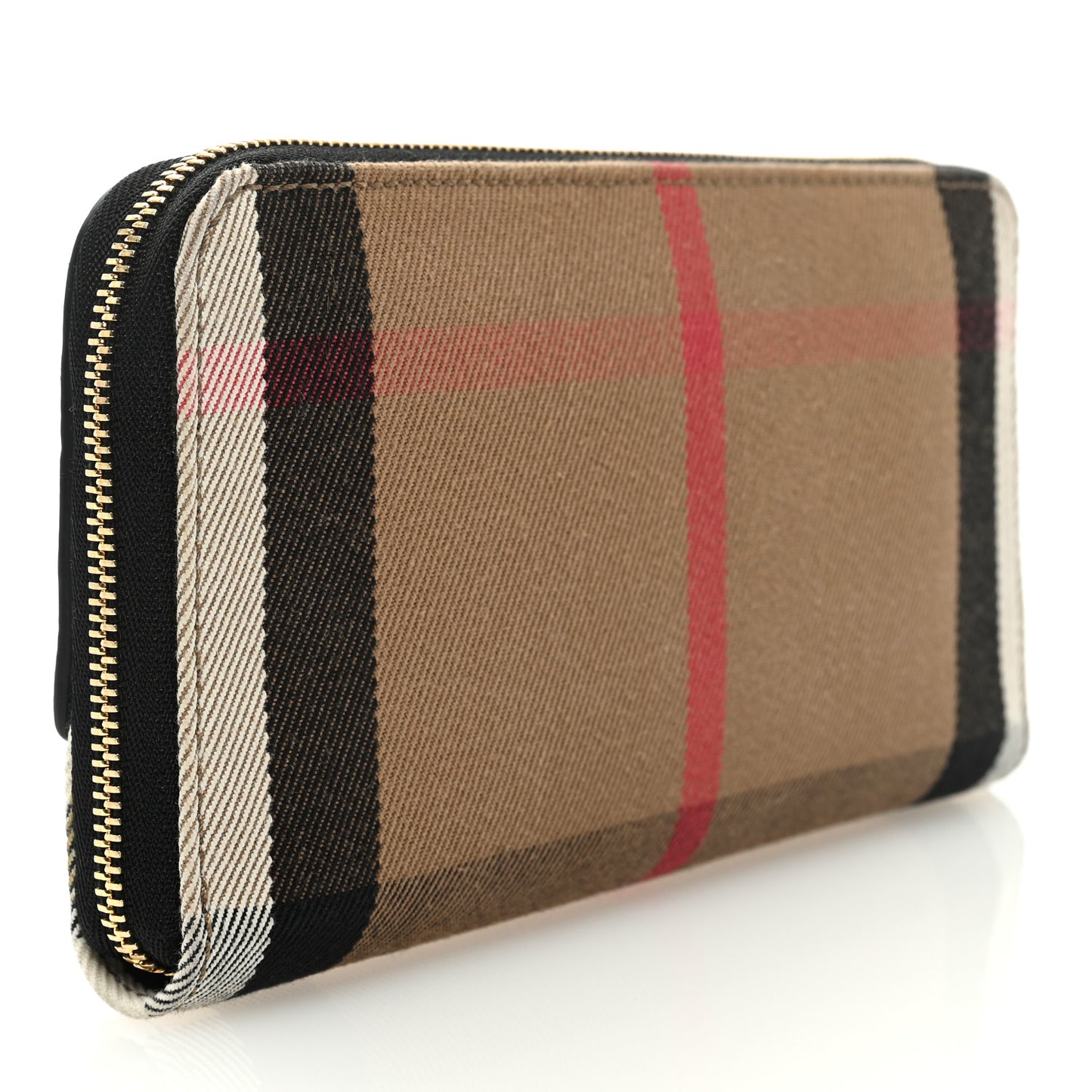 Calfskin Haymarket Check Elmore Zip Around Wallet Black