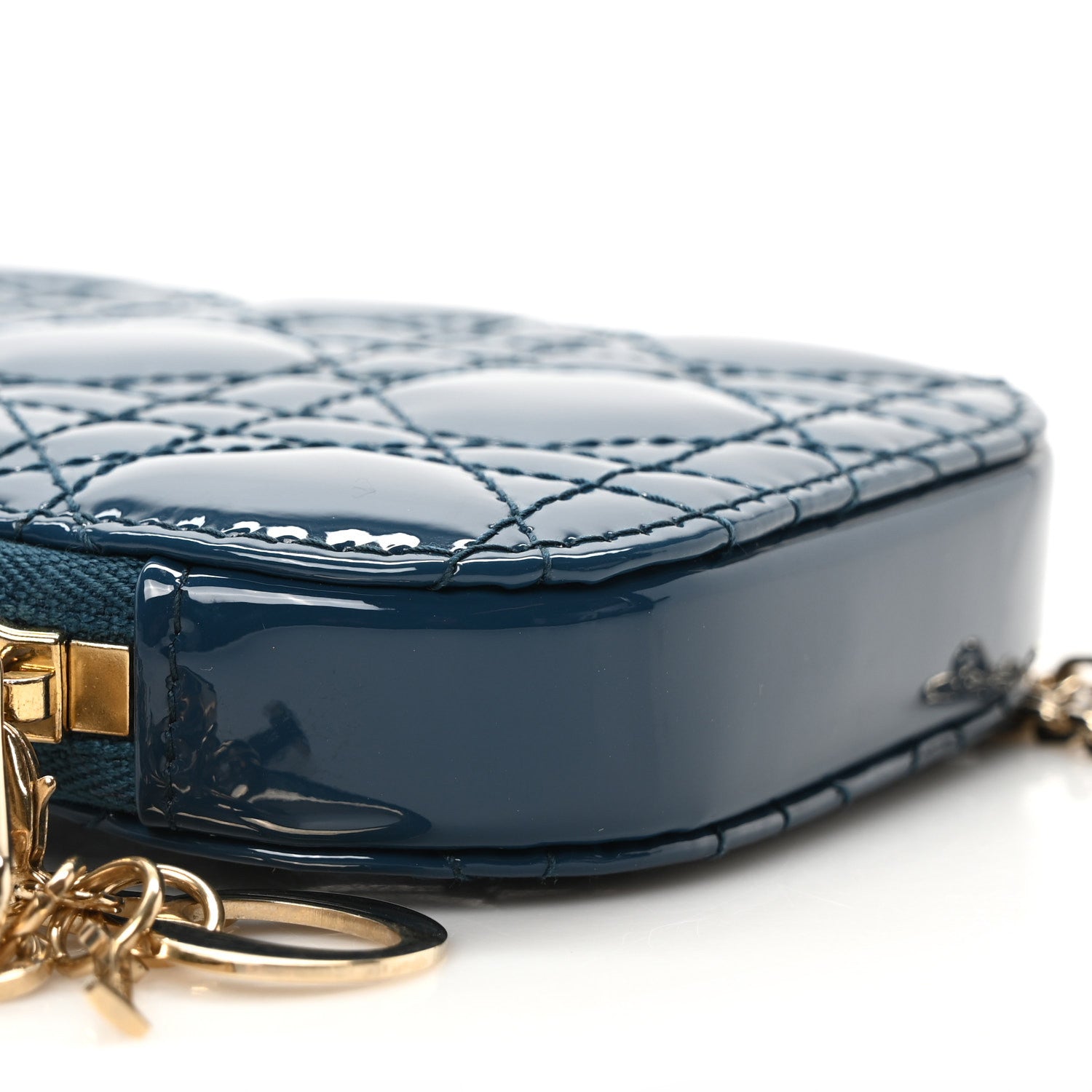 Christian Dior Patent Cannage Lady Dior Phone Holder Dior Blue 8 of 9