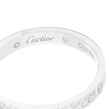 Cartier 18K White Gold Diamond 2.6mm LOVE Paved Band Ring 51 5.75 4 of 5