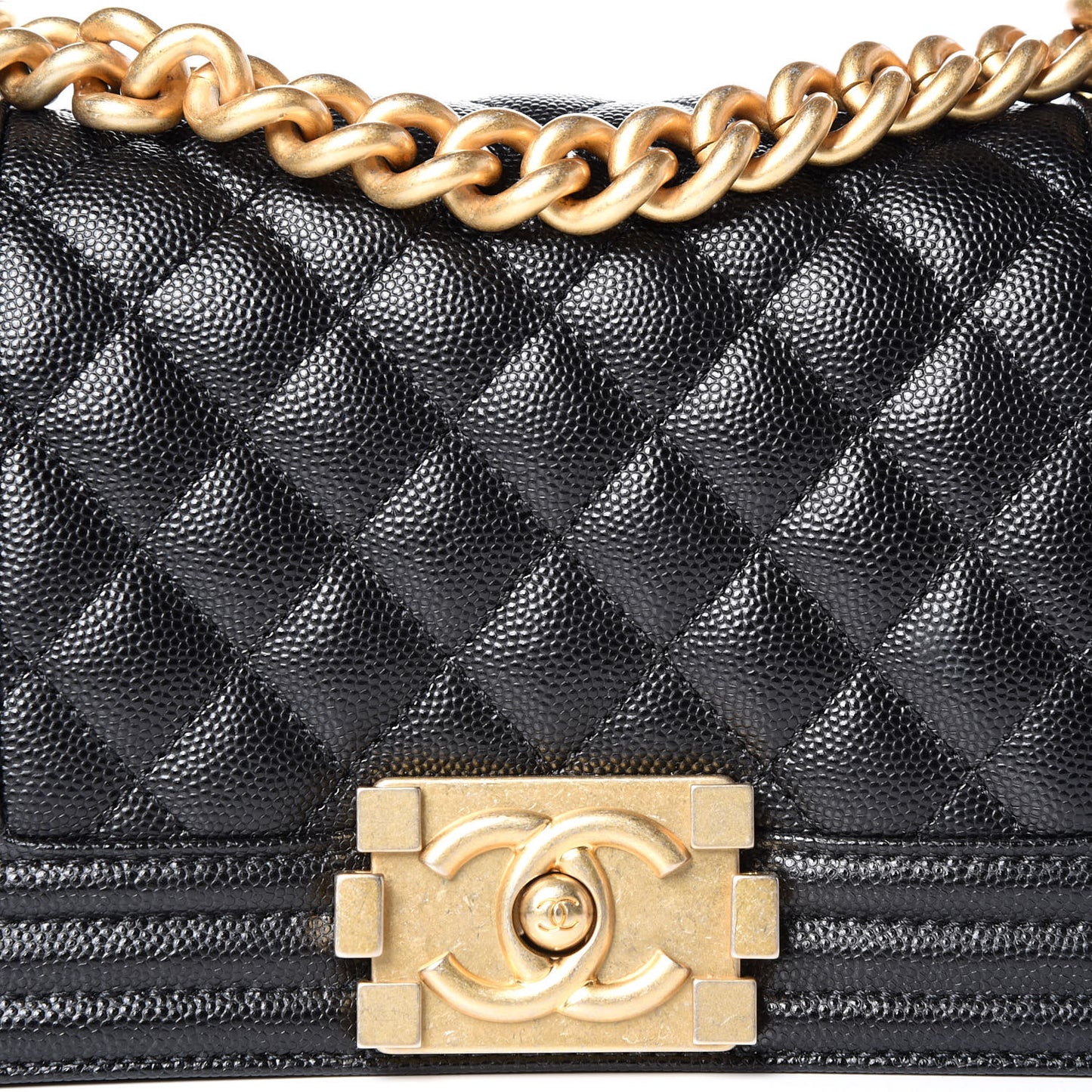 Caviar Quilted Small Boy Flap Black