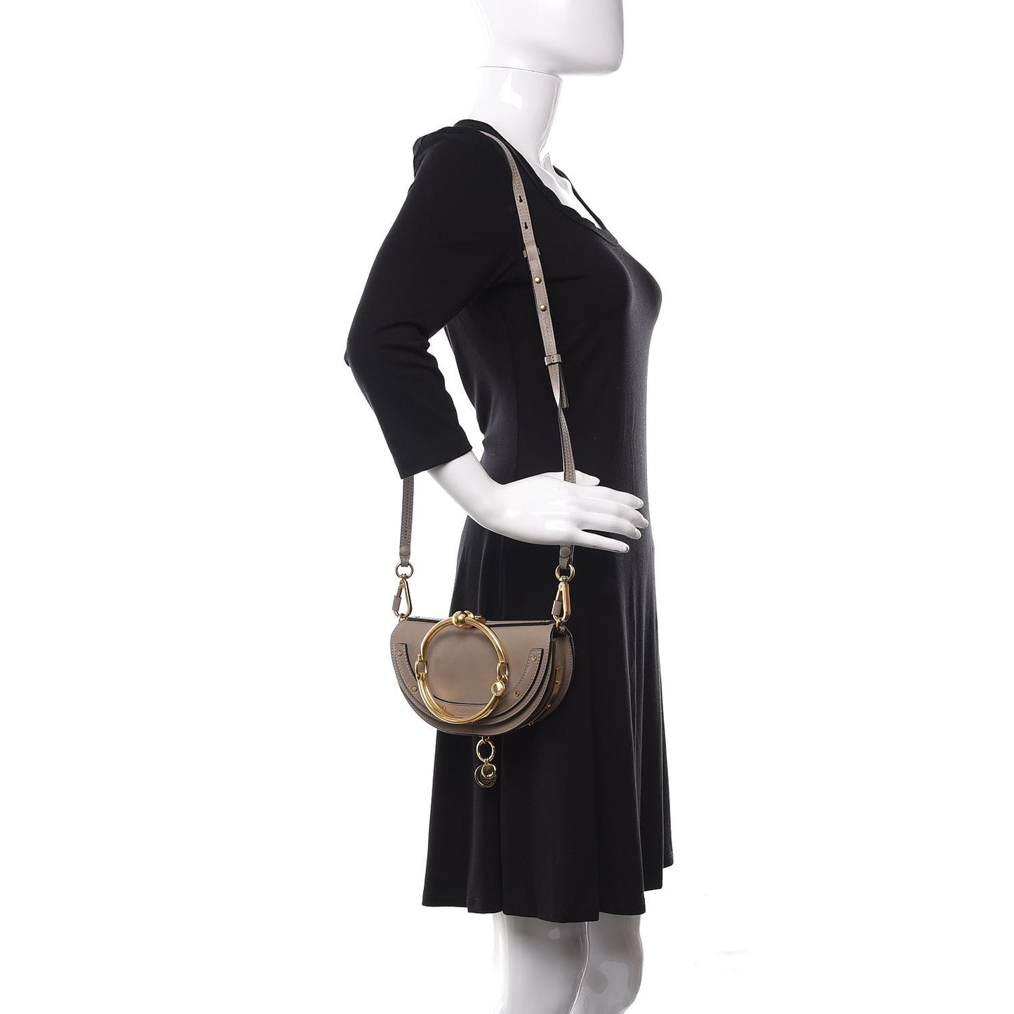 Calfskin Small Nile Bracelet Minaudiere Bag Motty Grey