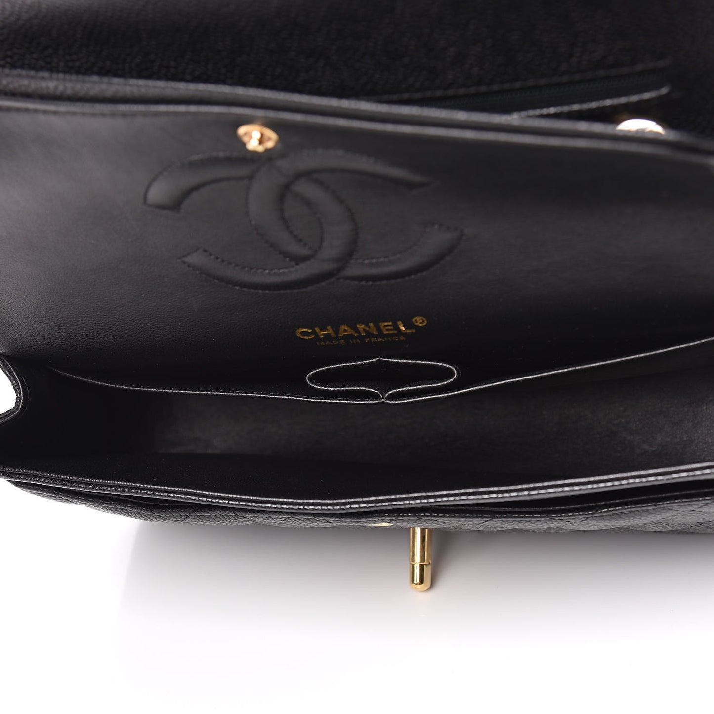 Caviar Quilted Medium Double Flap Black