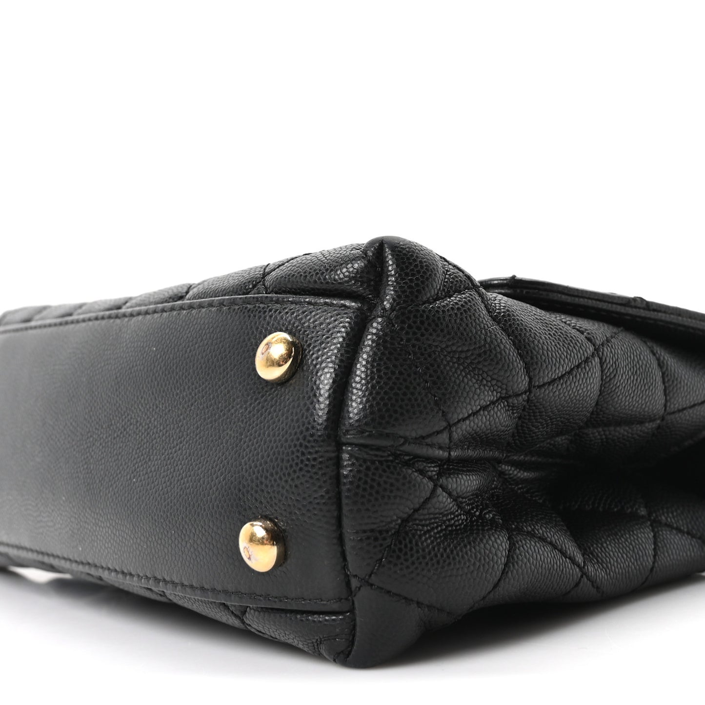 Caviar Lizard Embossed Quilted Mini Coco Handle Flap Black