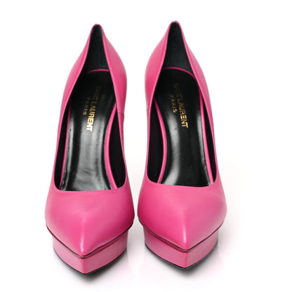 Saint Laurent Calfskin Janis 105 Platform Pumps 39 Fuchsia 2 of 8