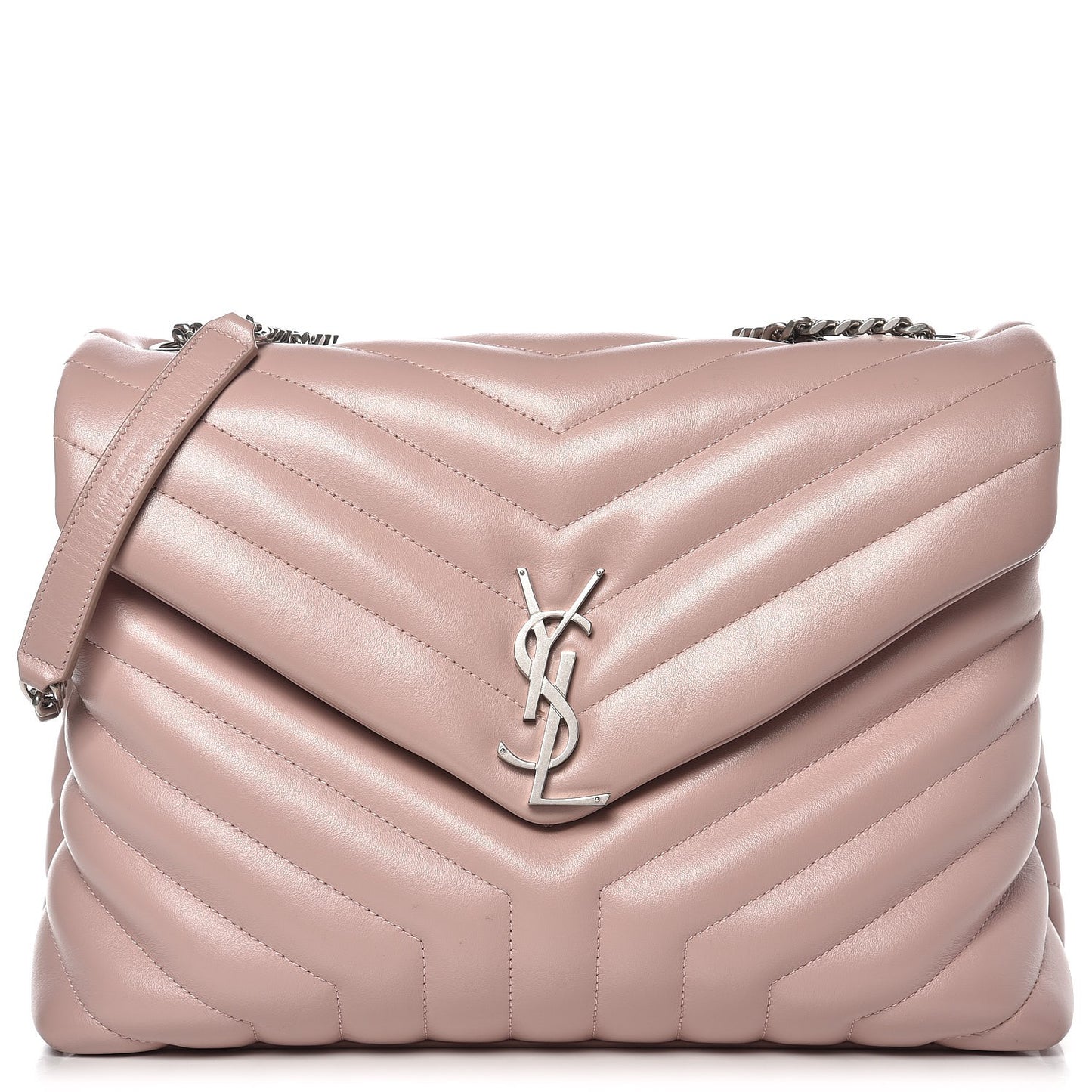 Calfskin Y Quilted Monogram Medium Loulou Chain Satchel Rose Antic
