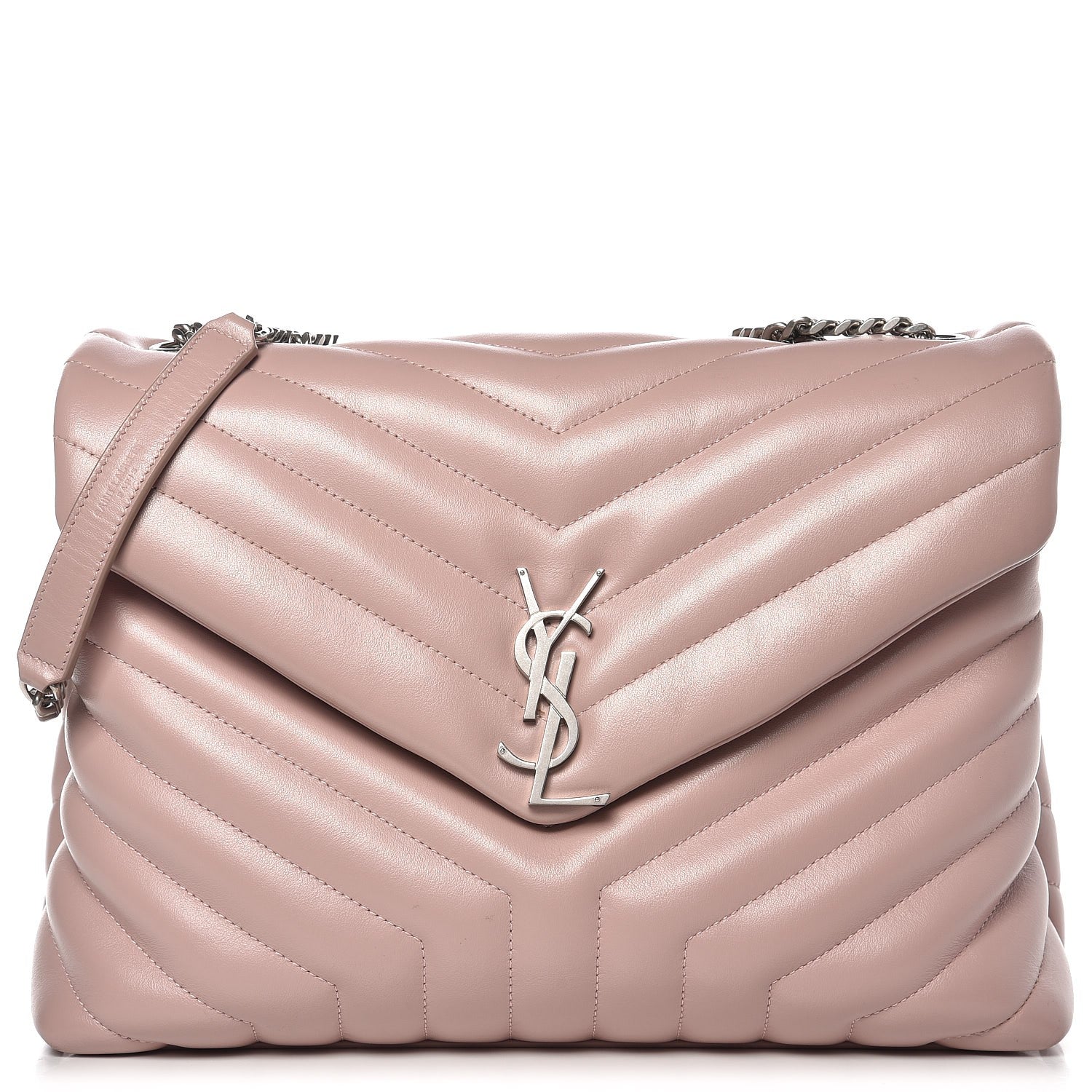 Saint Laurent Calfskin Y Quilted Monogram Medium Loulou Chain Satchel Rose Antic 1 of 14