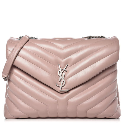 Saint Laurent Calfskin Y Quilted Monogram Medium Loulou Chain Satchel Rose Antic 1 of 14