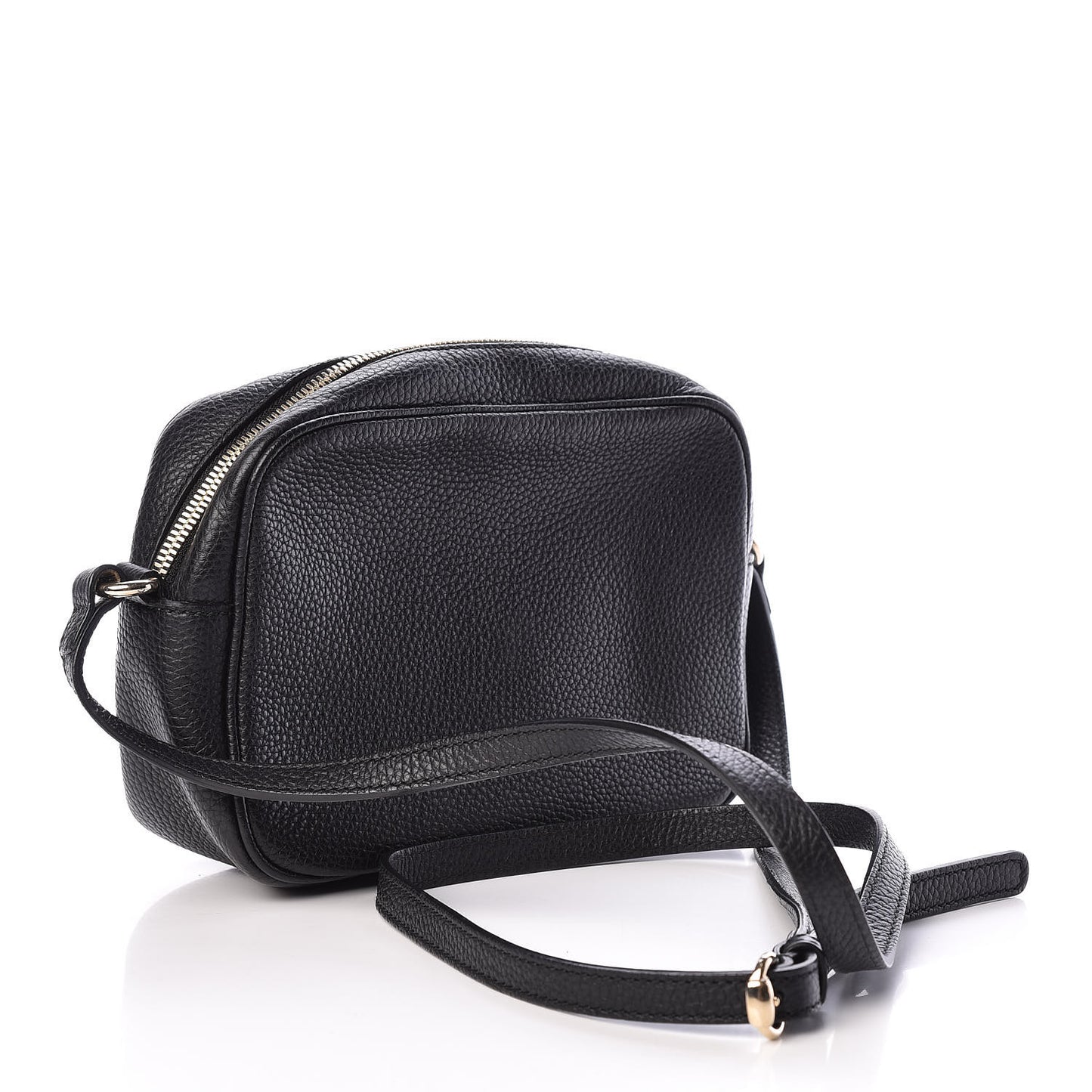 Pebbled Calfskin Small Soho Disco Bag Black