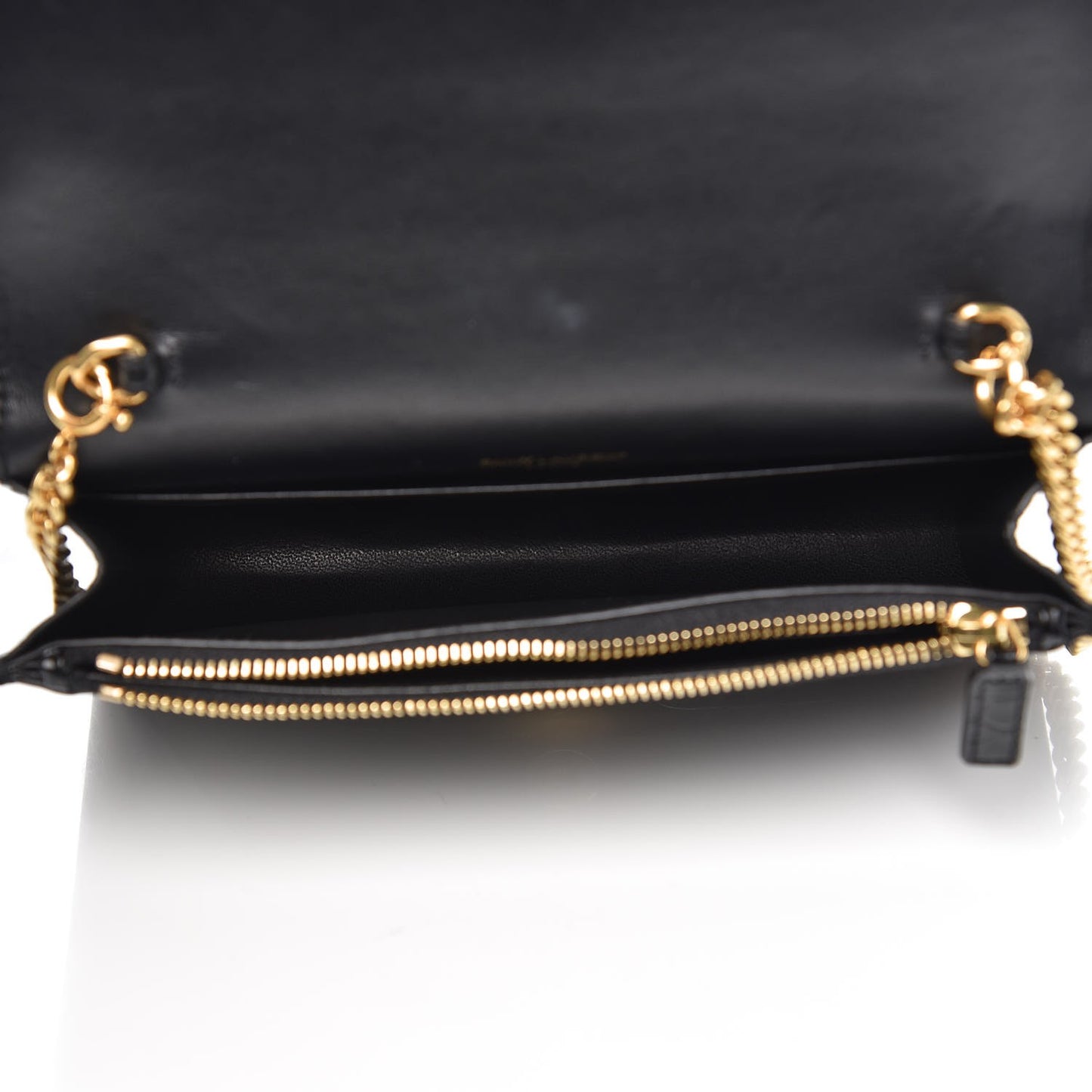 Calfskin Crocodile Embossed Kate Monogram Tassel Chain Wallet Black