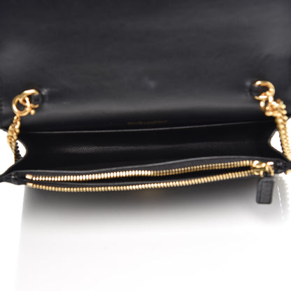 Saint Laurent Calfskin Crocodile Embossed Kate Monogram Tassel Chain Wallet Black 5 of 6